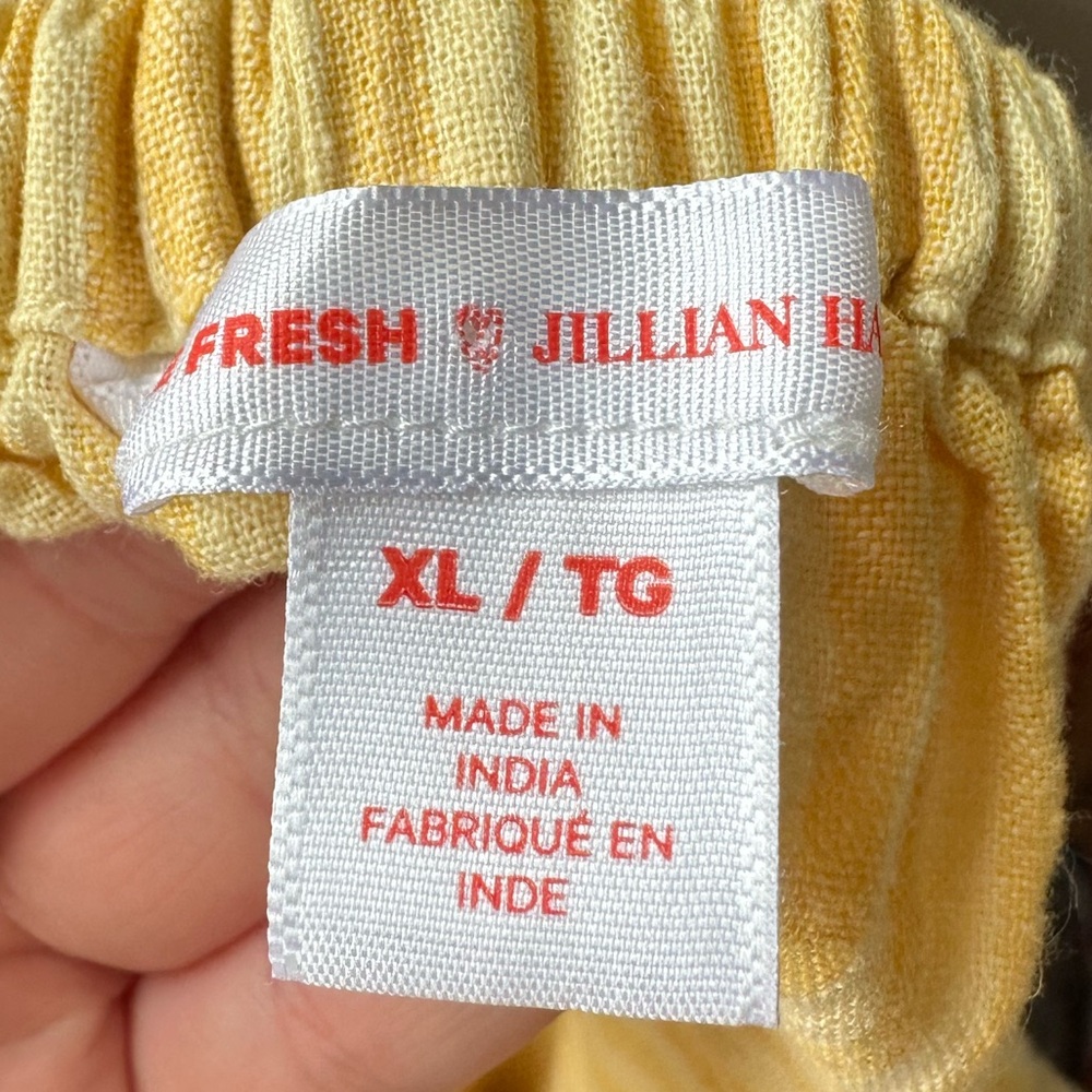 JF X JILLIAN HARRIS Yellow Striped Cotton Linen High Low Tie Back Dress Size XL - Picture 8 of 9